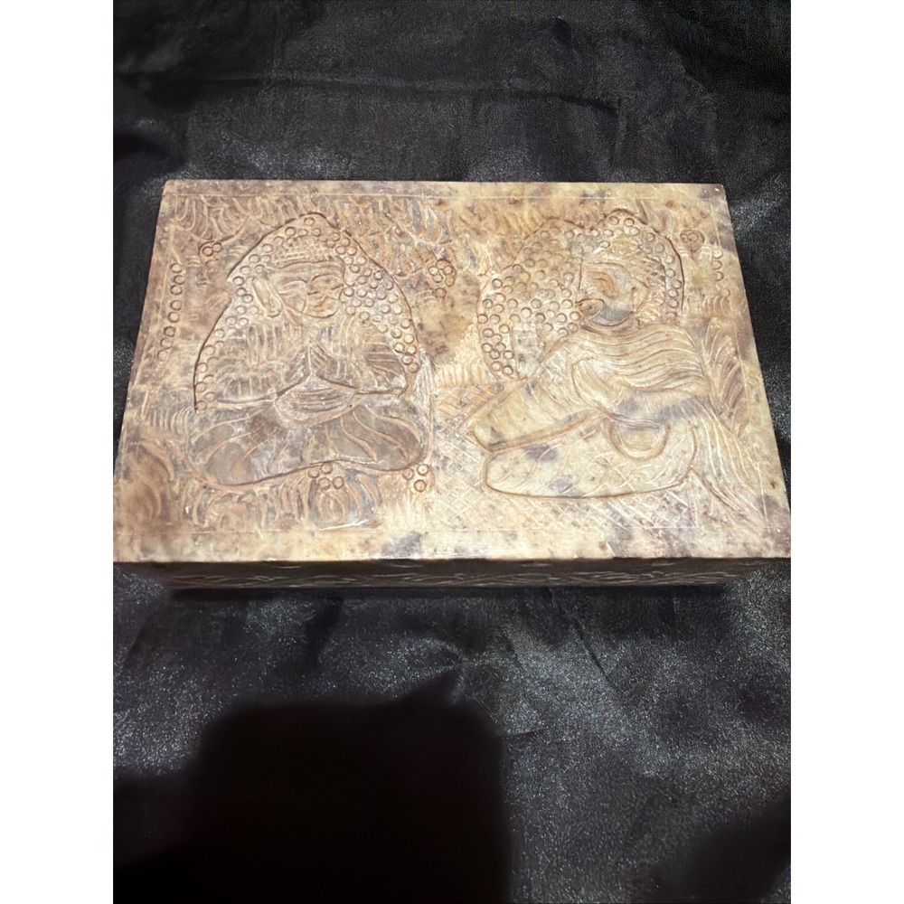 Vintage Hand Carved Marble Jewelry Box,White Stone Trinket Box, Onyx Trinket Box